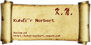 Kuhár Norbert névjegykártya