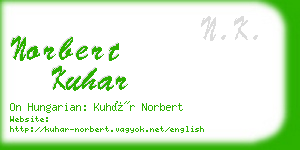 norbert kuhar business card